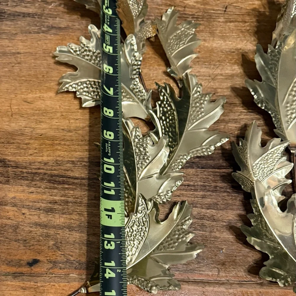 Vintage Home Interior Home Interior, A Pair-Botanical Gold Leaf Wall Decor 17”